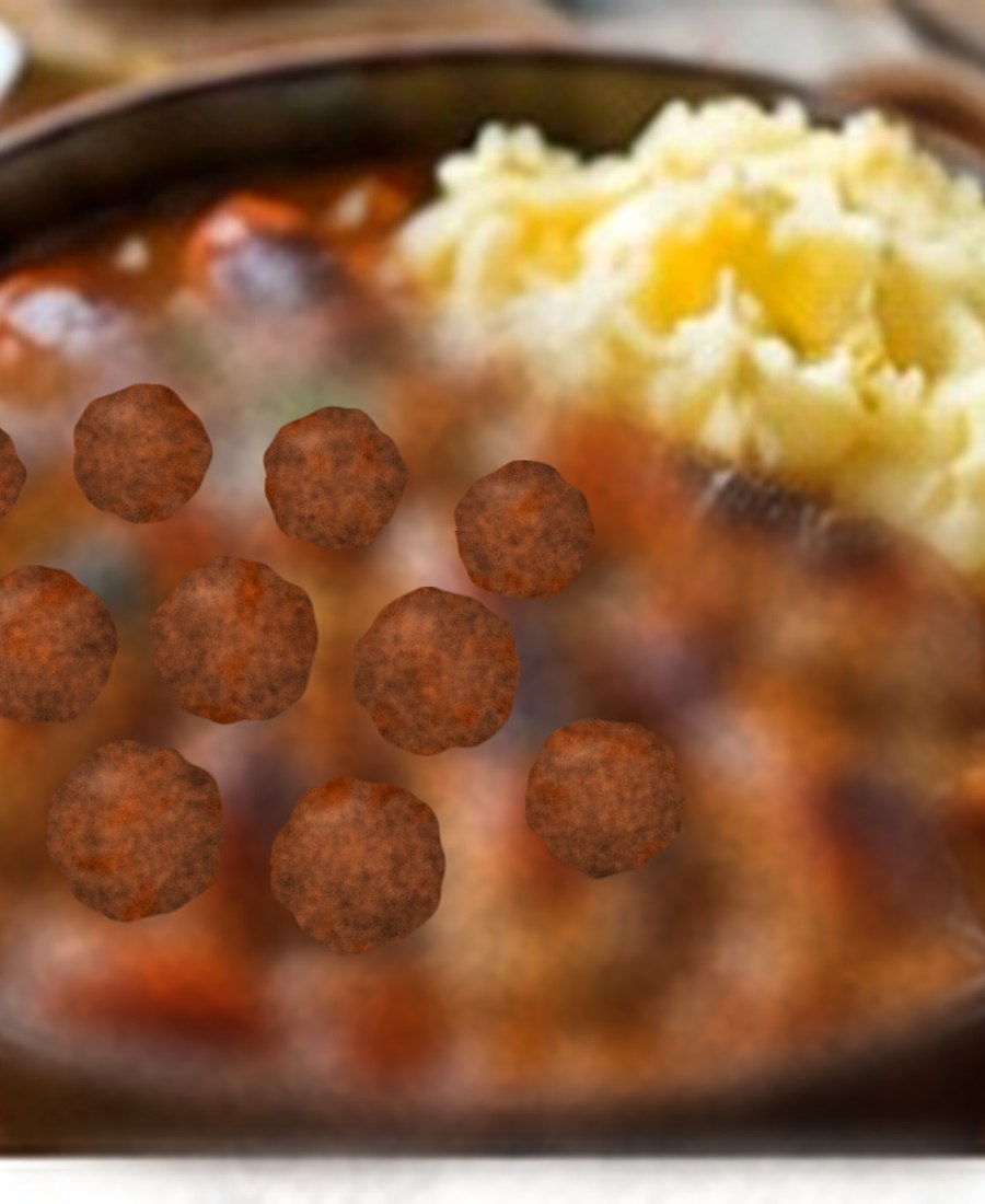 Creamy Swedish meatballs with mashed potatoes and gravy